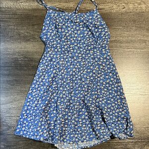 SHEIN Blue Floral Backless Spaghetti-Strap Dress